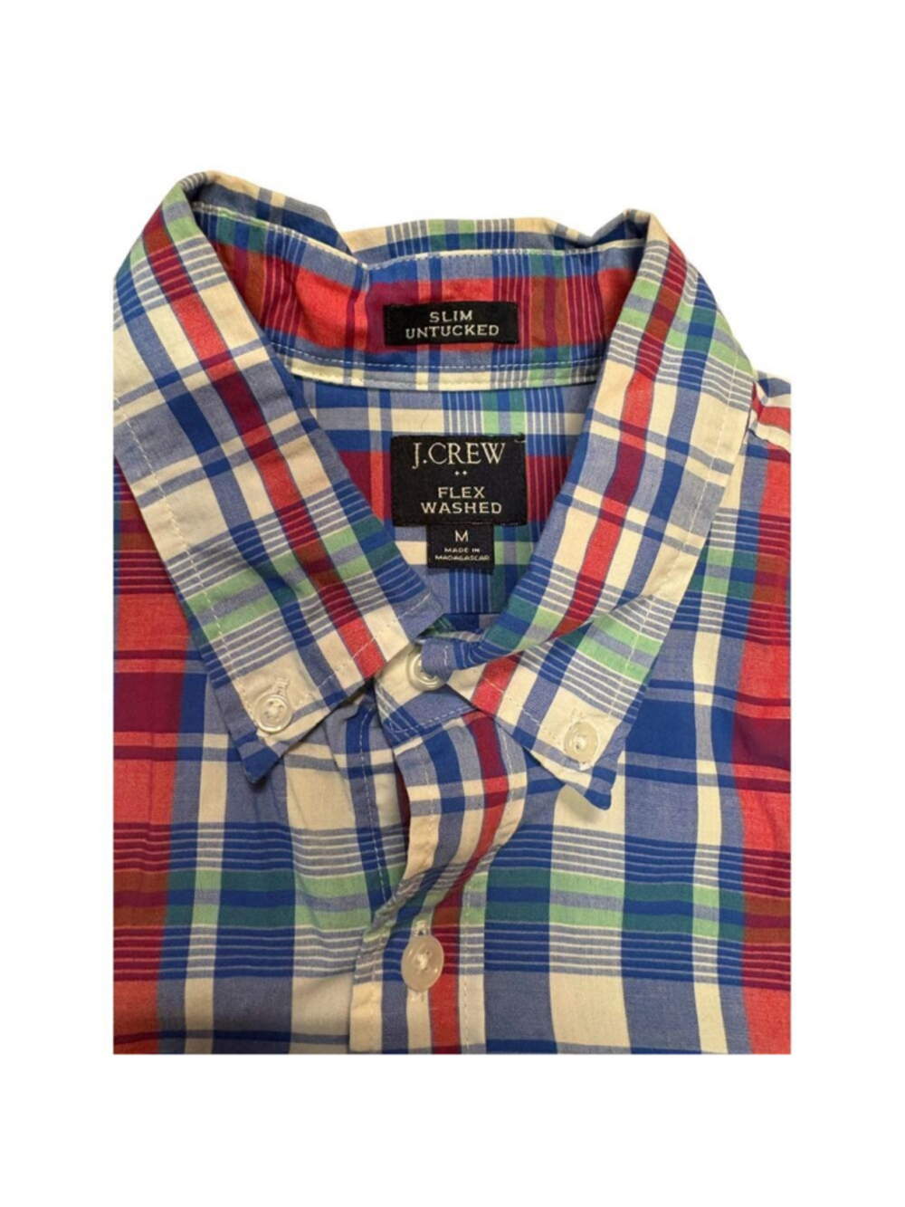 J.Crew Slim Untucked Flex Washed Plaid Shirt Men’s Medium Button Down Casual - Picture 4 of 6